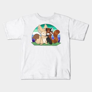 Gay - Fennec Fox + Red Panda Hug Kids T-Shirt